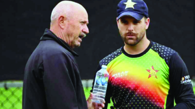 NO ROOM FOR ERROR . . . Zimbabwe coach Dave Houghton (left) has tipped the Chevrons to bounce back to winning ways while all-rounder Ryan Burl (right) is one of the players expected to play a key role when Zimbabwe play Scotland in a crucial World Cup Qualifier match at Queens Sports Club today