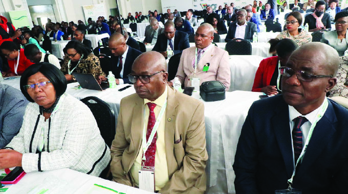 Delegates follow proceedings at the 11th Annual Agribusiness Conference at the Zimbabwe Agricultural Show in Harare yesterday