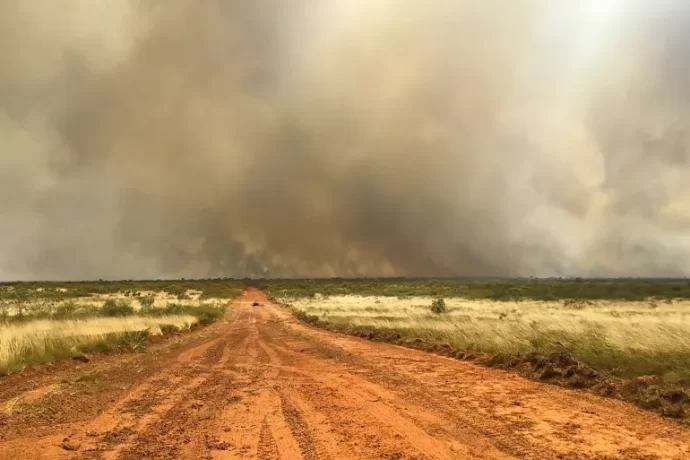 A large bushfire burns in the outback of Australia near Tennant Creek in the Northern Territory, Wednesday, September 13, 2023 [Bushfires NT via AP]