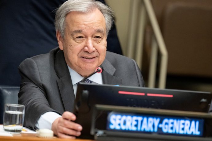 UN Secretary-General Antonio Guterres addresses a UN high-level conference of heads of counter-terrorism agencies of member states at the UN headquarters in New York, on June 19, 2023. (Manuel Elías/UN Photo/Handout via Xinhua)