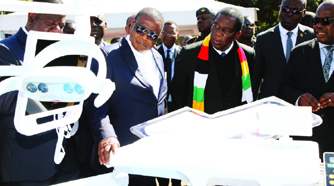 President Mnangagwa and Vice President Constantino Chiwenga who is also the Health and Child Care Minister at the commissioning of new equipment at Parirenyatwa Group of Hospitals in Harare yesterday. — Picture: Innocent Makawa