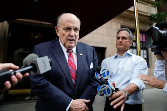 Former Mayor of New York Rudy Giuliani was found liable in August for defaming two election workers [File: Seth Wenig/AP Photo]